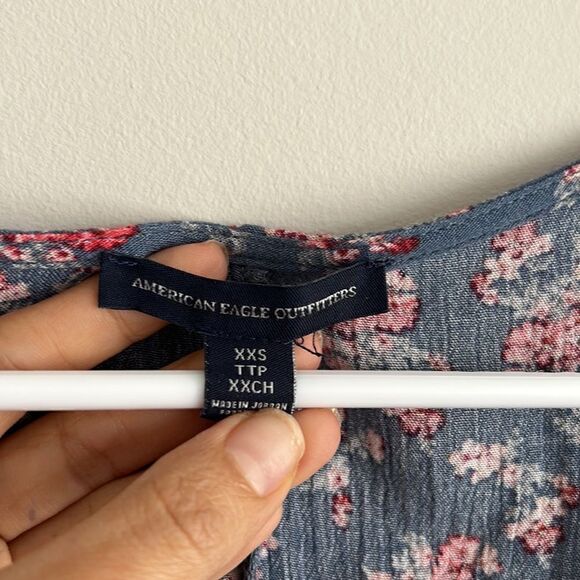 American Eagle Outfitters Floral Front Tie Long Sleeves Dress - Picture 5 of 9